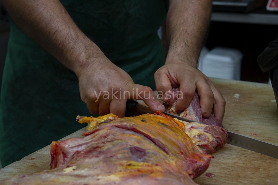 Butcher at work